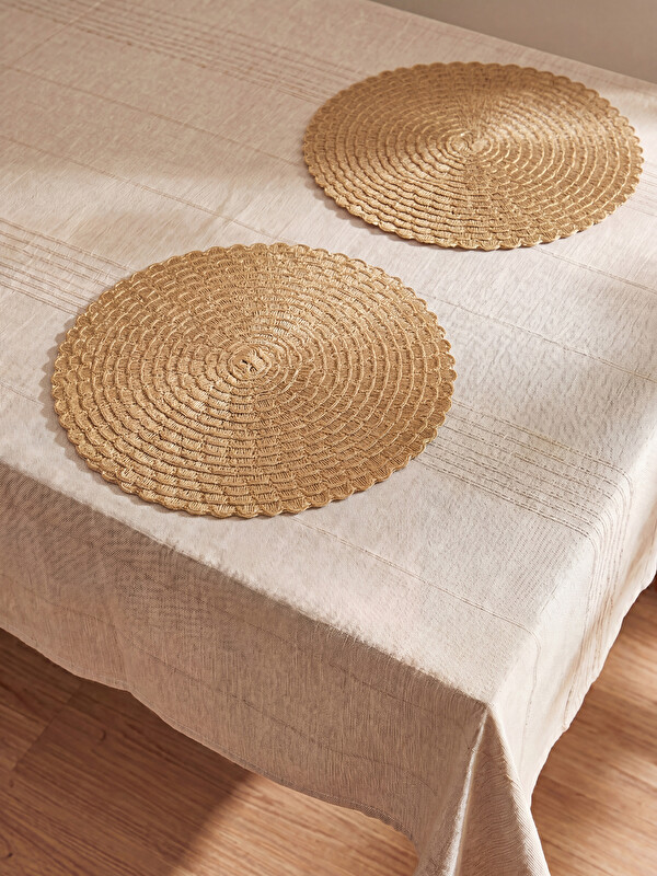 LCW HOME Rundes Tischset mit Rattanstruktur