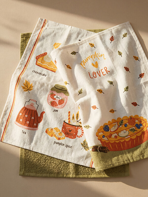 LCW HOME Prosop de ceai din bumbac cu tematică de toamnă 40x50 cm set de 3