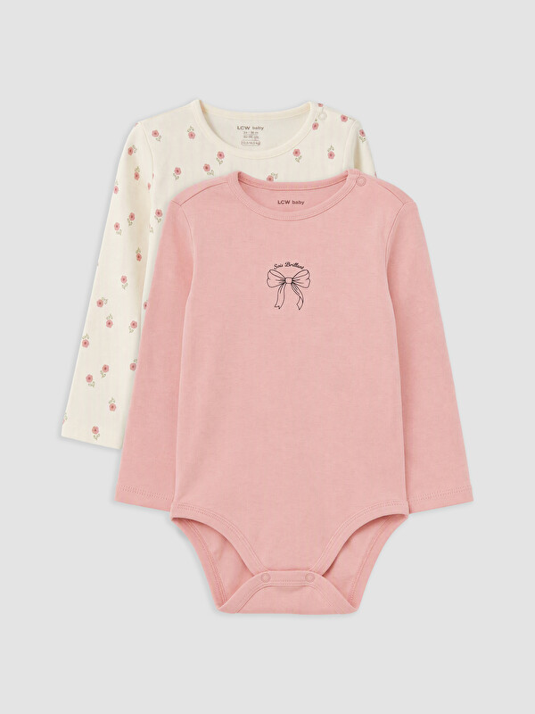 LCW baby Printed Baby Girls' Snap Bodysuit 2 Pack