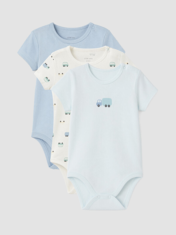 LCW baby Baskılı Erkek Bebek Çıtçıtlı Body 3'lü