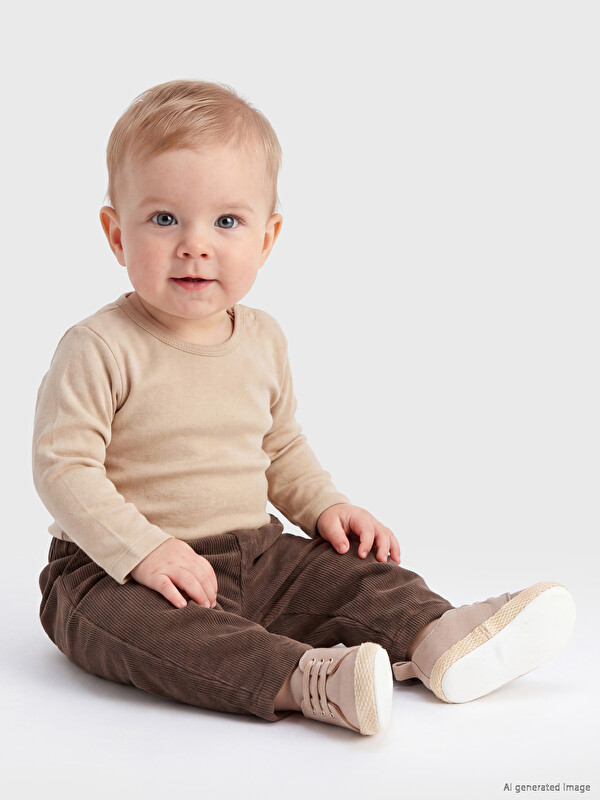 LCW baby Bisiklet Yaka Erkek Bebek Çıtçıtlı Body