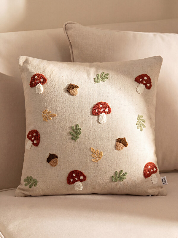 LCW HOME Mushroom Embroidered Cushion Case 45x45 cm