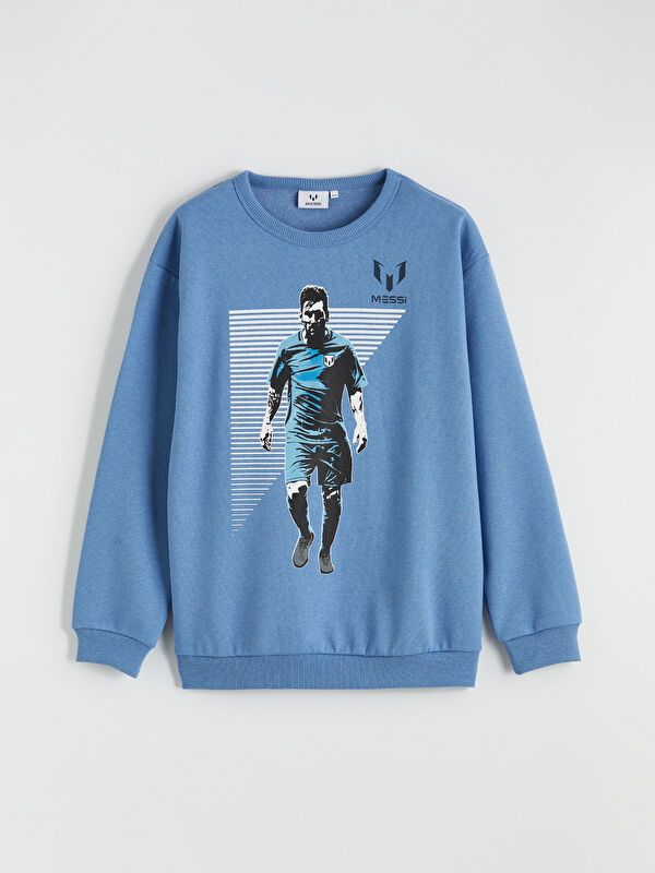 LCW Kids Messi Baskılı Erkek Çocuk Kalın Sweatshirt
