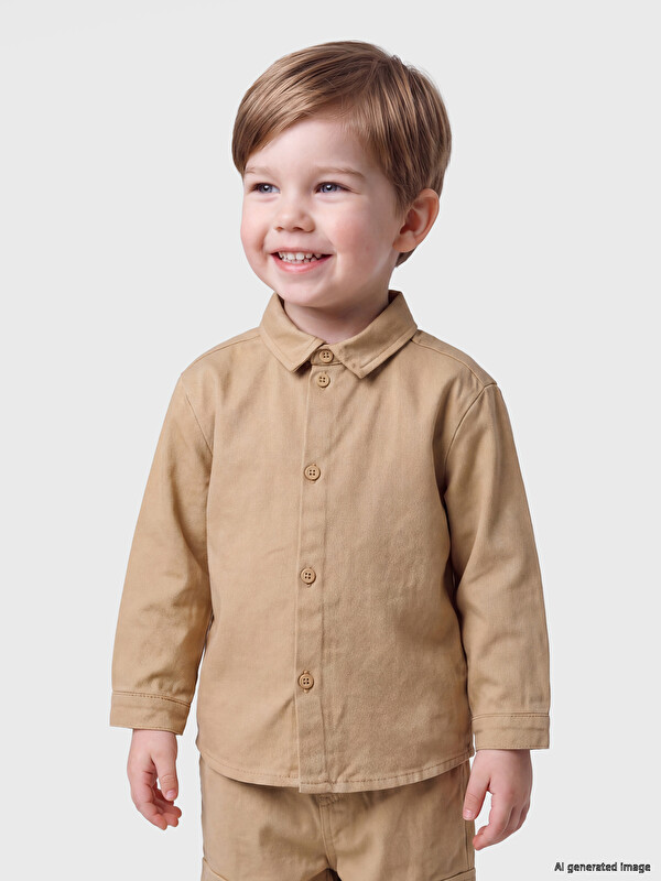 LCW baby Uzun Kollu Gabardin Erkek Bebek Gömlek