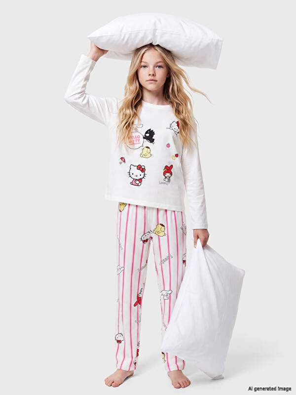 LCW Kids Hello Kitty Printed Girls' Pyjamas Set