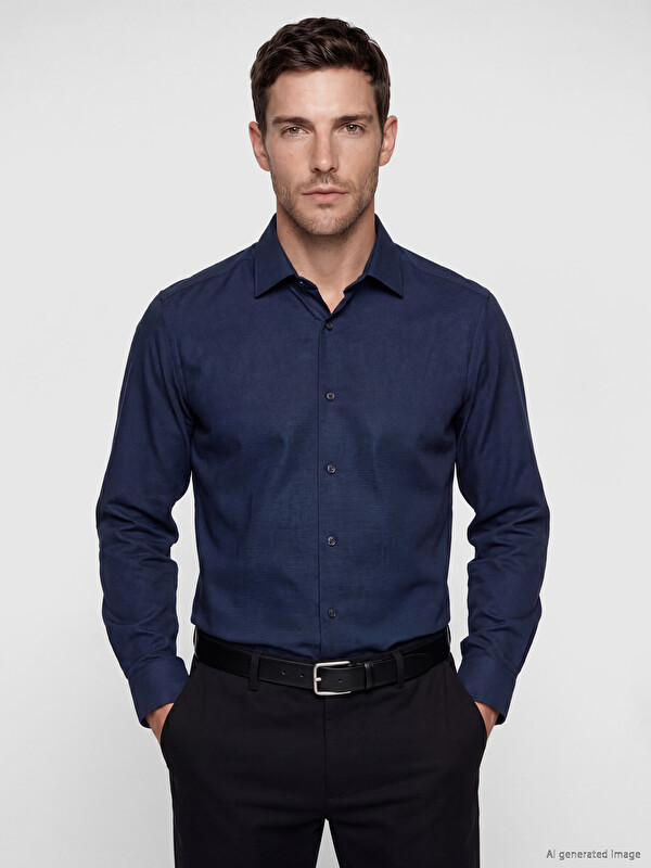 LCW BUSINESS Slim Fit Armürlü Erkek Gömlek