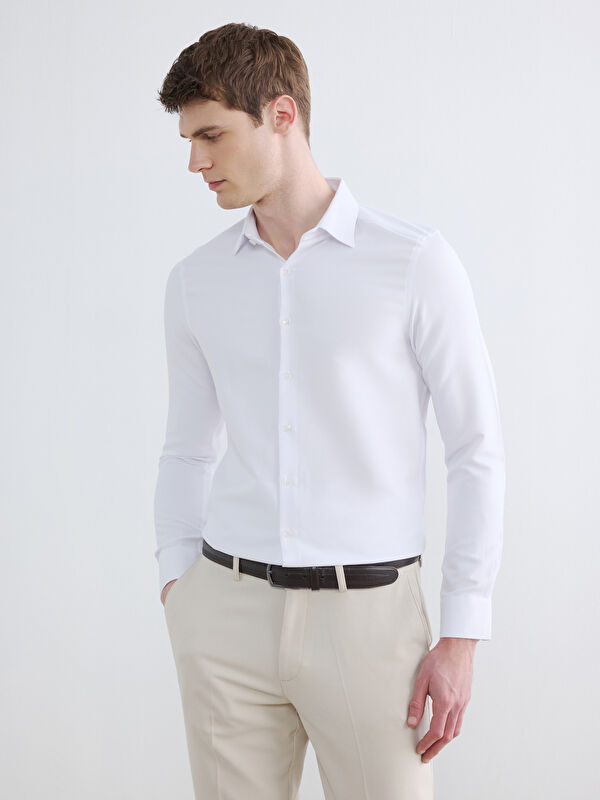 LCW BUSINESS Slim Fit Armürlü Erkek Gömlek