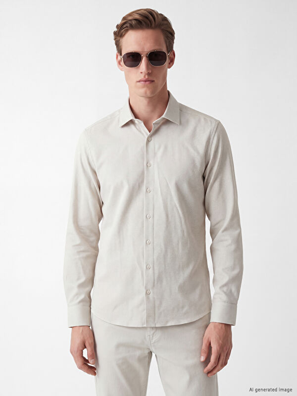 LCW BUSINESS Slim Fit Armürlü Erkek Gömlek