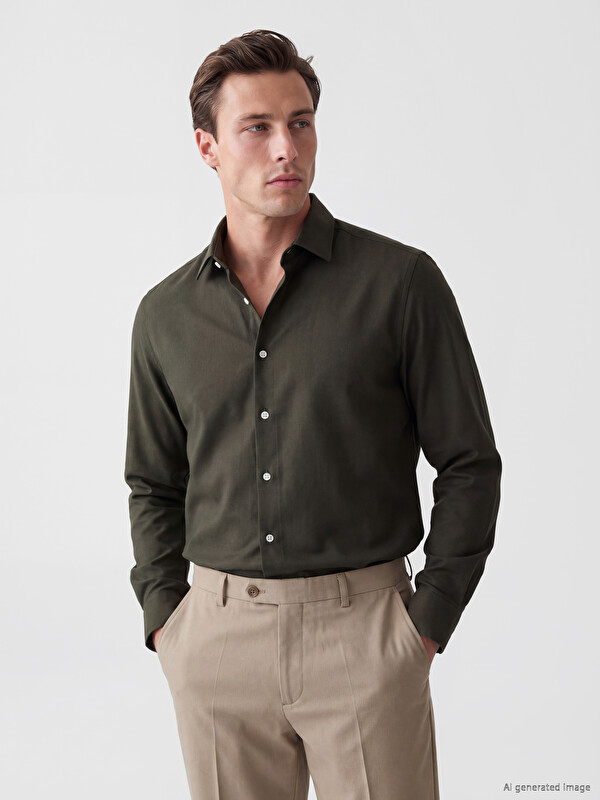 LCW BUSINESS Slim Fit Armürlü Erkek Gömlek