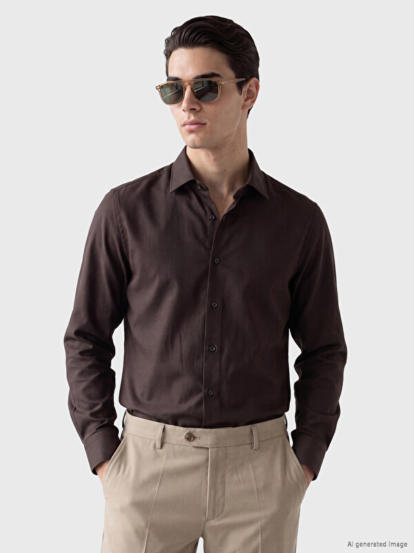 LCW BUSINESS Slim Fit Armürlü Erkek Gömlek