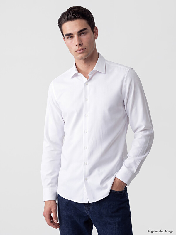 LCW BUSINESS Slim Fit Dobby Men's Basic Shirt