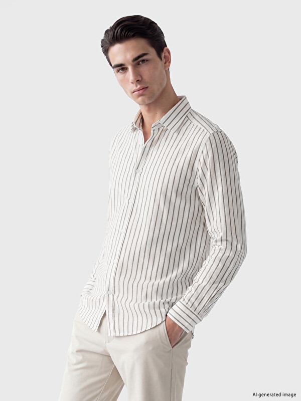 LCW BUSINESS Slim Fit Çizgili Erkek Gömlek