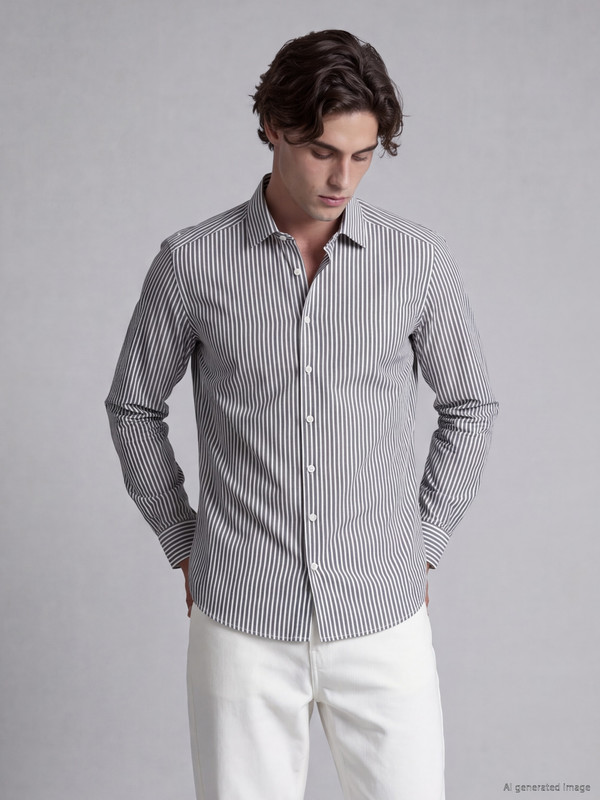 LCW BUSINESS Chemise Homme Slim Fit Rayée en Gabardine