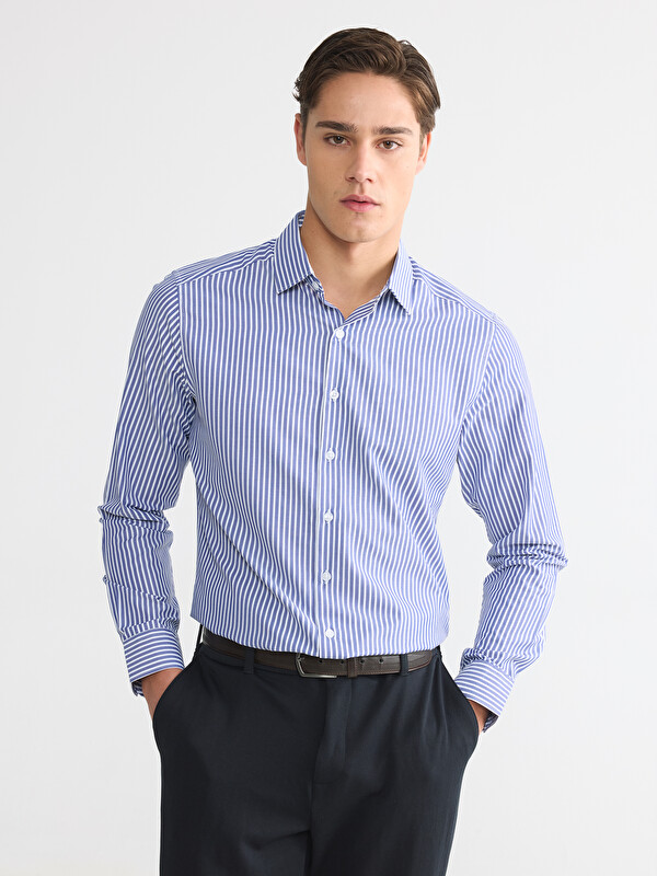 LCW BUSINESS Këmishë gabardinë me shirita slim fit për burra