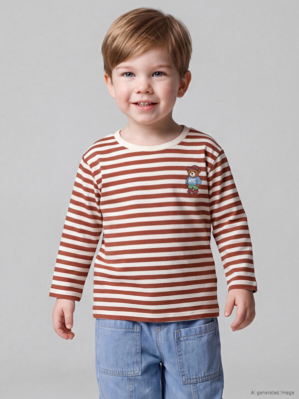 LCW baby Crew Neck Striped Boys' T-shirt