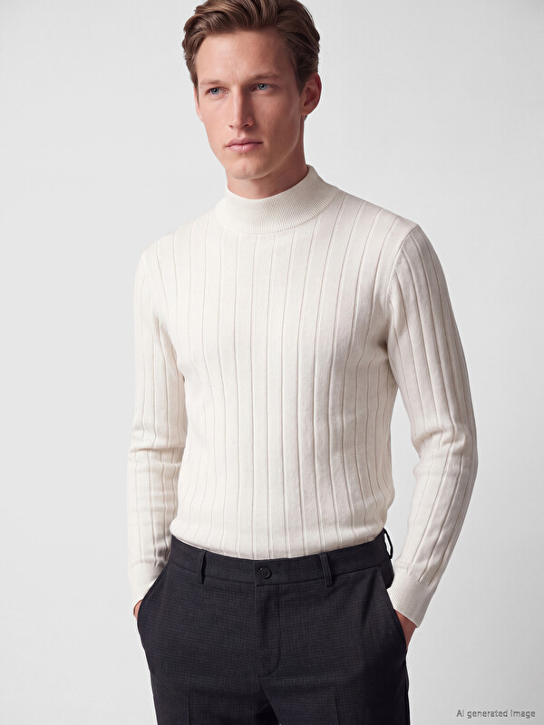 SOUTHBLUE Pulover Tricotat Mock Neck Bărbați