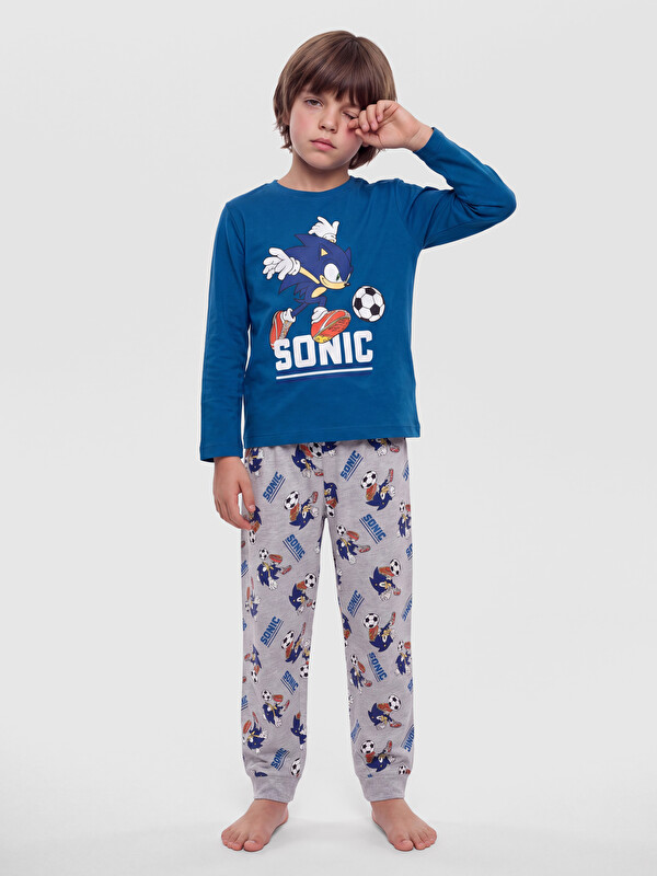 LCW Kids Crew Neck Sonic Printed Boys' Pyjamas Set