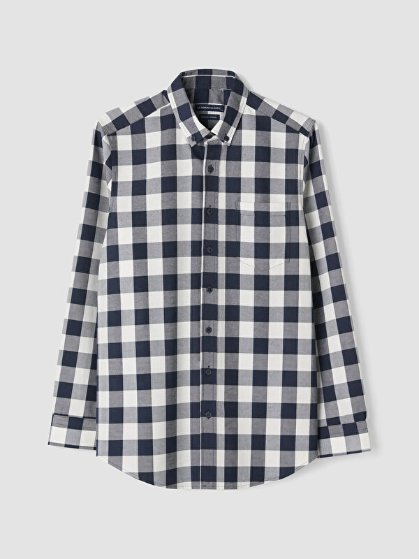 LCWAIKIKI Classic Regular Fit Ekose Gabardin Erkek Gömlek