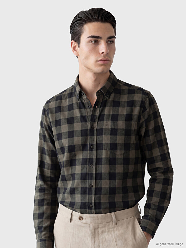 LCWAIKIKI Classic Regular Fit Plaid Gabardine Men's Shirt