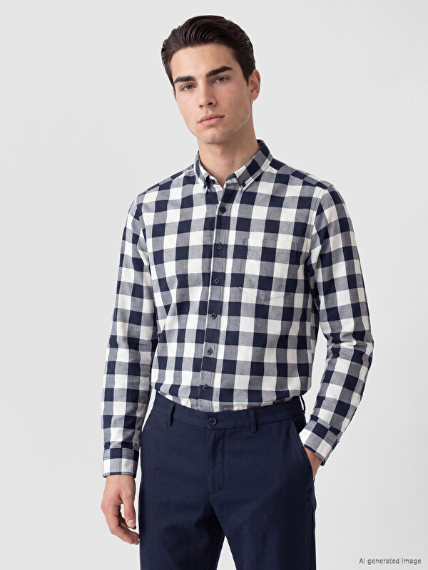 LCWAIKIKI Classic Regular Fit Ekose Gabardin Erkek Gömlek