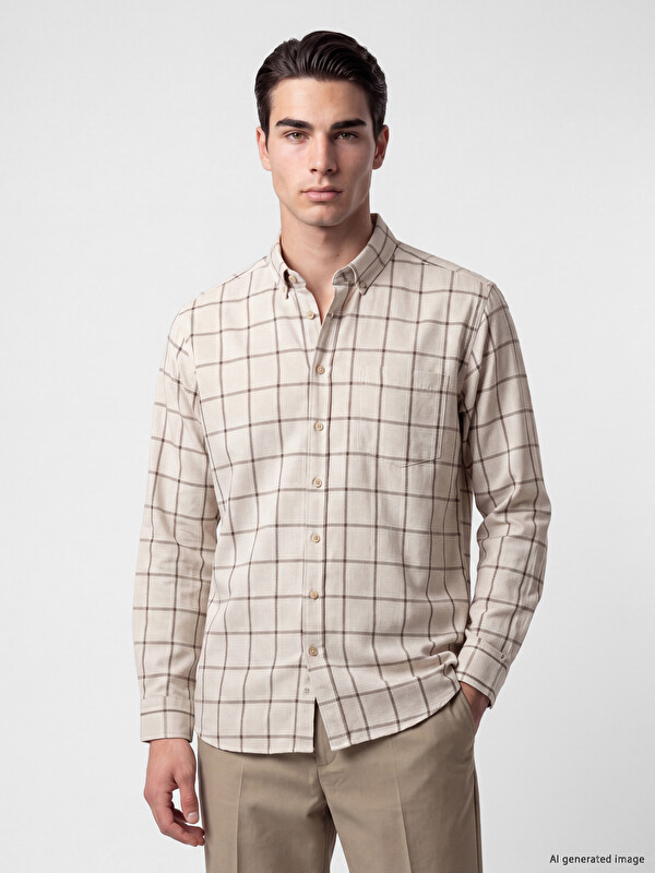 LCWAIKIKI Classic Regular Fit Ekose Balıksırtı Erkek Gömlek