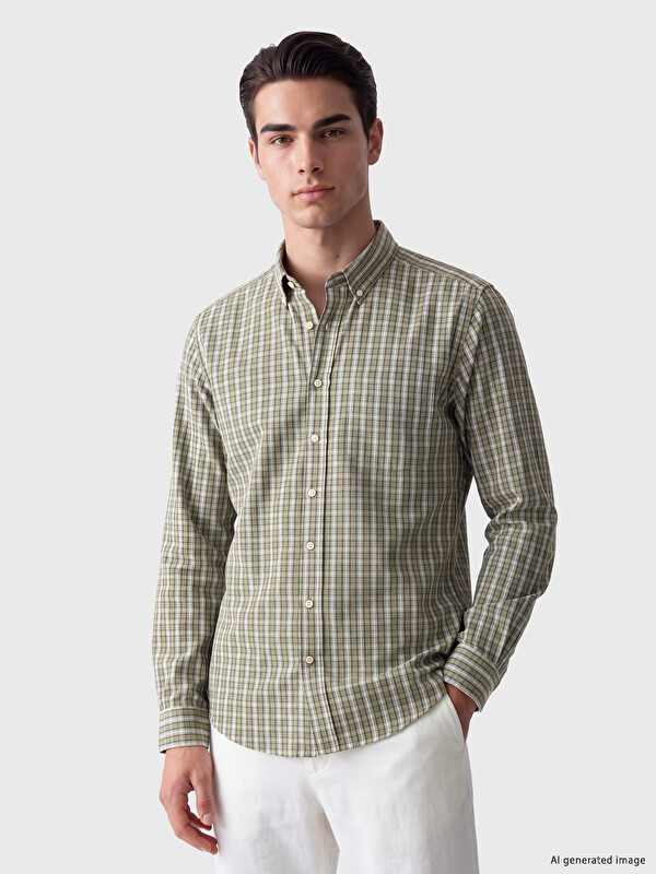 LCWAIKIKI Classic Regular Fit Ekose Poplin Erkek Gömlek
