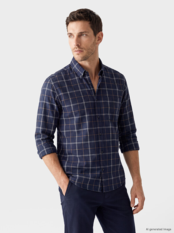 LCWAIKIKI Classic Regular Fit Ekose Oxford Erkek Gömlek