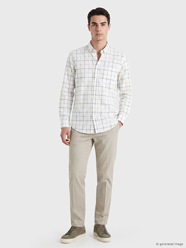 LCWAIKIKI Classic Regular Fit Plaid Oxford Men's Shirt