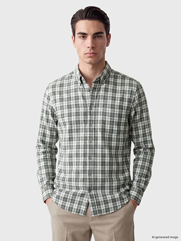LCWAIKIKI Classic Man Green Shirt