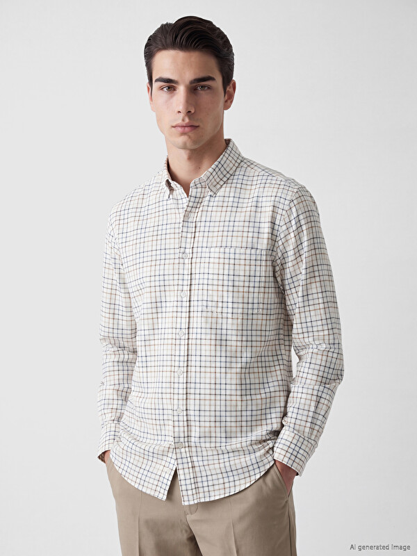 LCWAIKIKI Classic Regular Fit Plaid Oxford Men's Shirt