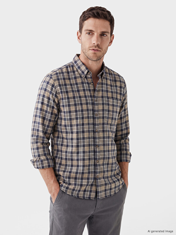 LCWAIKIKI Classic Regular Fit Plaid Twill Men's Shirt