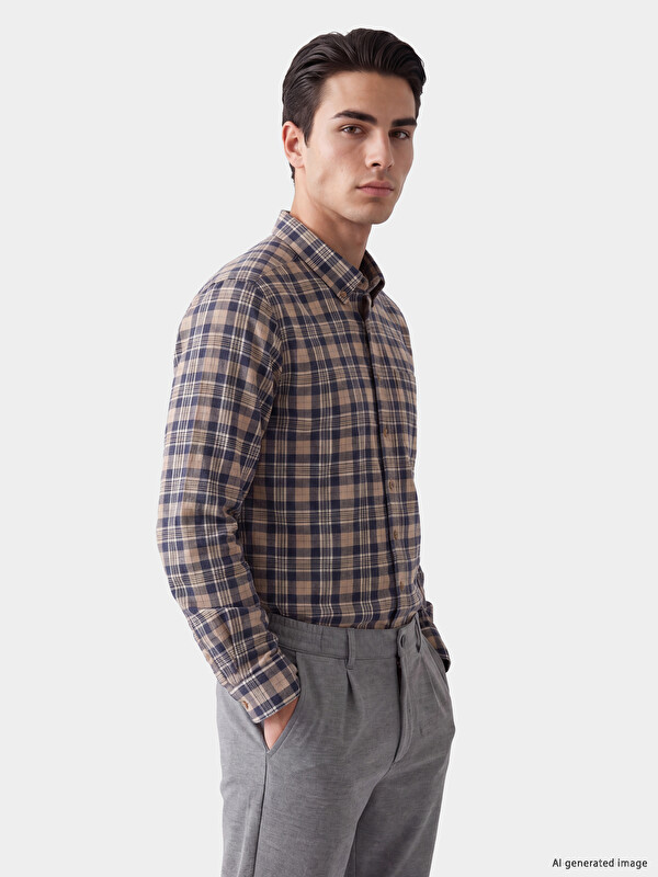 LCWAIKIKI Classic Regular Fit Plaid Twill Men's Shirt