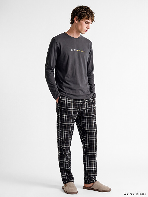 LC WAIKIKI Regular Fit Plaid Men's Pyjamas Set