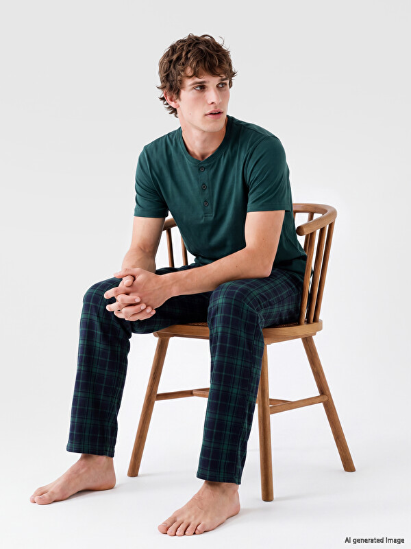 LC WAIKIKI Regular Fit Plaid Men's Pyjamas Set