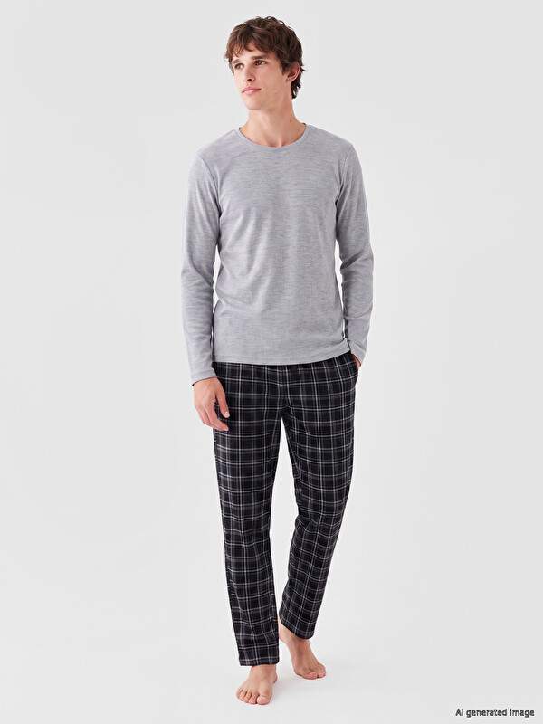 LC WAIKIKI Bisiklet Yaka Erkek Termal Pijama Üst