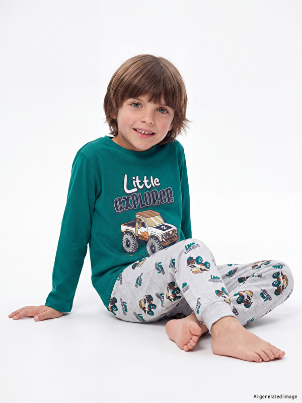 LCW Kids Jungen-Pyjama-Set mit Rundhalsausschnitt und Druck