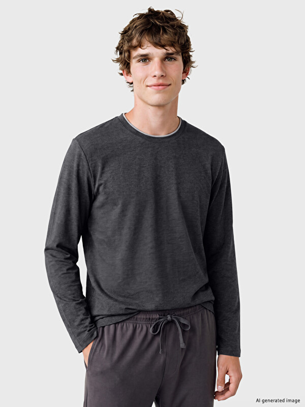 LC WAIKIKI Crew Neck Long Sleeve Men's Pyjamas Top