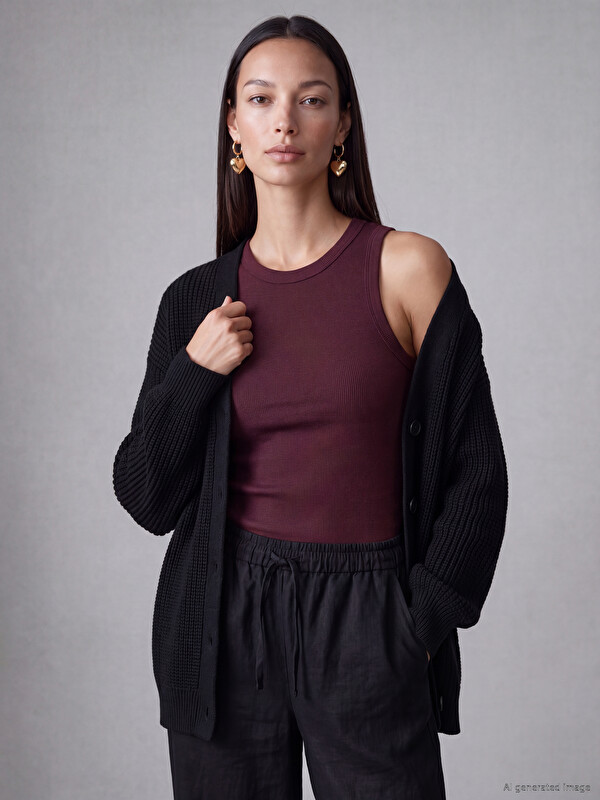LCW Modest V Neck Women's Knitwear Cardigan