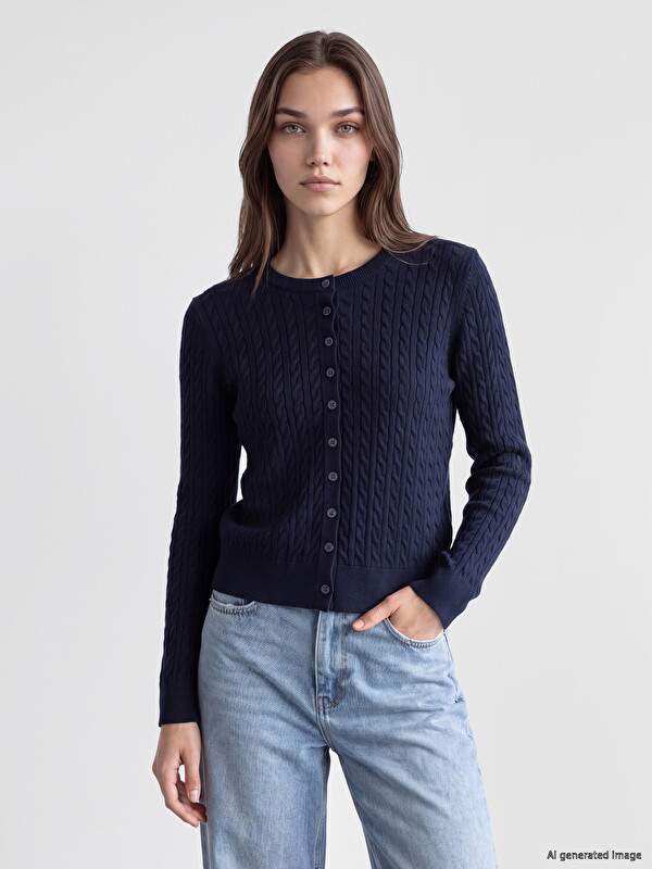 LCW Modest Cable Knit Patterned Women's Knitwear Cardigan