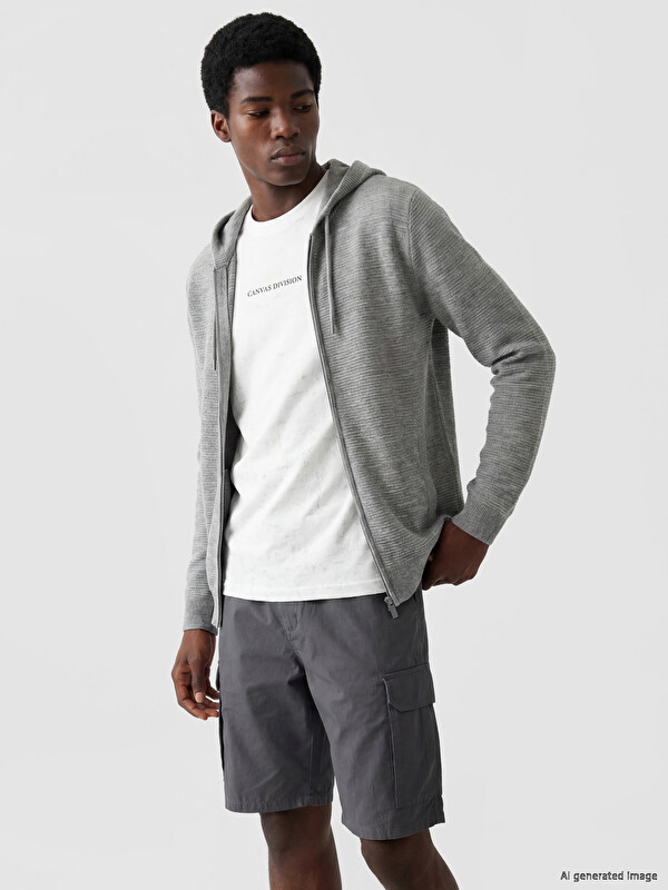 XSIDE Regular Fit Kapüşonlu Erkek Triko Hırka