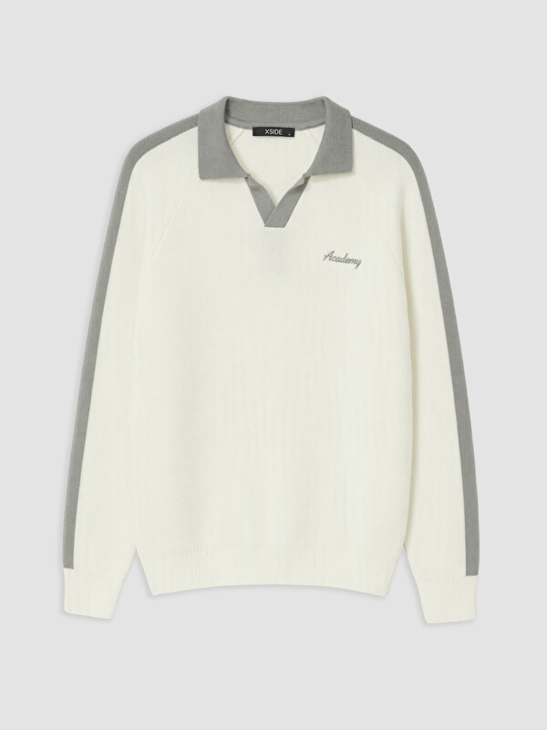 XSIDE Polo Collar Embroidered Men's Knitwear Sweater