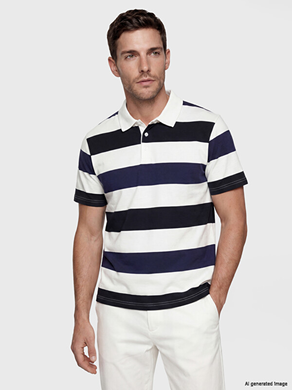 LCWAIKIKI Classic Polo Yaka Renk Bloklu Pike Erkek Tişört