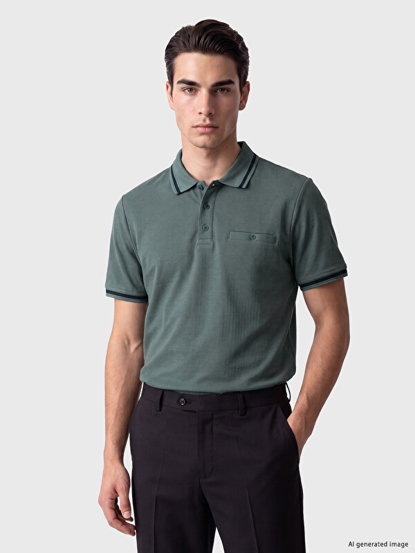 LCWAIKIKI Classic T-shirt me jakë polo me teksturë për burra