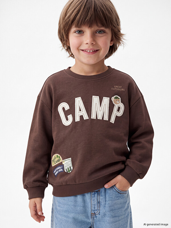 LCW Kids Crew Neck Printed Boys' Sweatshirt