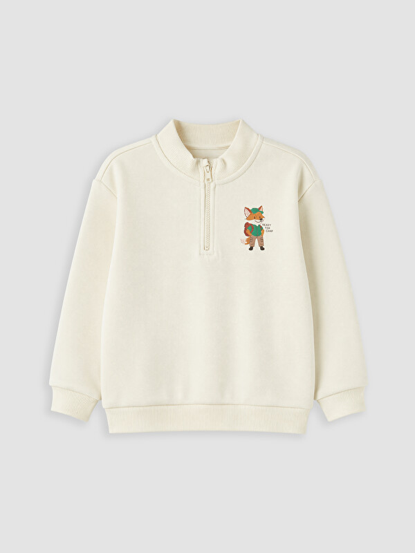 LCW Kids Dik Yaka Baskılı Erkek Çocuk Sweatshirt