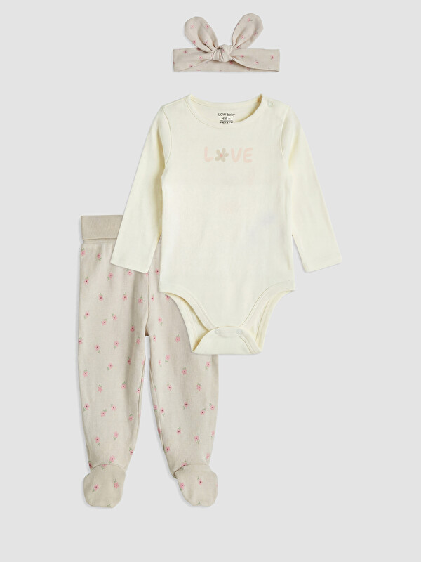 LCW baby Baskılı Kız Bebek 3'lü Takım