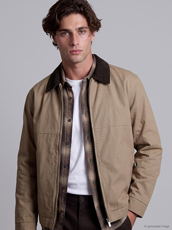 LCW Vision Relax Fit Velvet Collar Men's Jacket