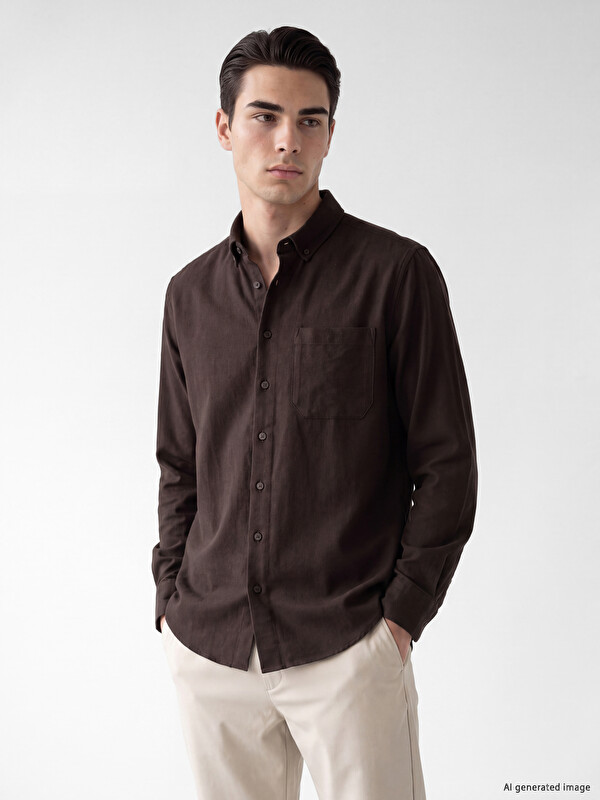 LCWAIKIKI Classic Man Brown Shirt