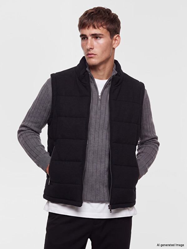 LCW Vision Vestă matlasată pentru bărbați Slim Fit cu guler înalt