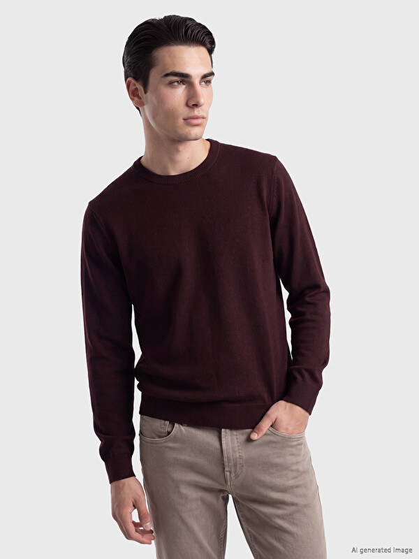 LCWAIKIKI Classic Man Bordeaux Sweater